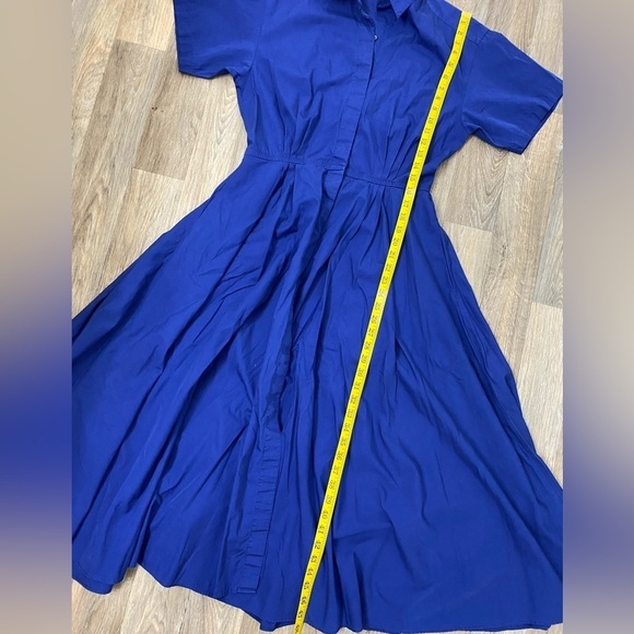 Vtg LANDS’ END Vintage Cobalt Navy blue pleated Shirt Dress Womens size M - Picture 10 of 12
